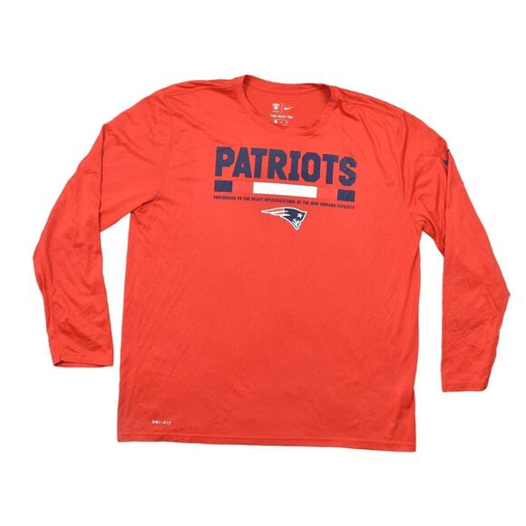 Nike Men's 2XL Red Polyester T-Shirt - Patriots NFL Athletic Cut Dri Fit - Picture 1 of 8